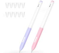 JOOSKO Lot de 2 étuis à crayons compatibles avec Apple Pencil 2e génération, design classique, coque fine en silicone souple, [avec 10 coques en silicone] pour iPad Pro 11 12,9" (violet, rose)
