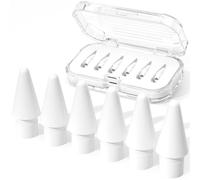 JOOSKO Lot de 6 embouts de rechange pour Apple Pencil 1ère/2e génération/USB-C et Pro, avec étui de rangement, haute sensibilité, résistants à l'usure, compatibles avec iPad Pro/Air/Mini, respectueux