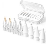 JOOSKO Lot de 8 embouts de rechange améliorés pour Apple Pencil Pro/USB-C/2{^>e<^} génération/1ère génération (avec étui de rangement), embouts métalliques mixtes résistants à l'usure pour accessoires