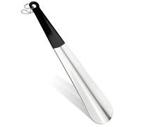 JOOTUEPO 1 Pcs Chausse Pieds Long Metal, 30cm Chausse Pied en Acier Inoxydable, Chaussé Pieds PoignéE En Caoutchouc, Chausse-Pieds Avec Corde et Trous Suspendus, Pour Tous Les Types De Chaussures