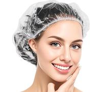JOOTUEPO 100 Pcs Charlotte Cheveux, 42cm Large Élastique Épais Bonnets de Douche, Jetables Bonnet douche Protection Cheveux Plastique, Pour Spa/Voyage/Usage Domestique/Hôtel/Douche