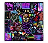 JOOTUEPO 100 Pièces Cool Neon Stickers, Autocollant Vinyle Impermeable, Néon Graffiti Autocollant pour Ordinateur Portable Moto Vélo Skate Bagages Tablette Journal Guitare etc