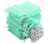 JOOTUEPO 100 Pièces Petits Sacs Cadeaux Avec Cordon De Serrage, 7 X 9 Cm Vert Menthe Sachets En Organza, Parfaits pour Pochon Bijoux, Bonbons, Mariages, Anniversaires et Fêtes