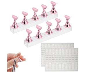 JOOTUEPO 2 Pcs Support Magnétique pour Faux Ongles, Présentoir d'Art d'Ongle Ensembles, Présentoir à Ongles Acrylique, Support pour Conseils d'Art d'Ongle Manucure Livré Avec 200 Autocollants