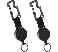 JOOTUEPO 2 pièces porte-clés rétractable en fil d'acier, enrouleur de badge, rouleau de porte-clés, porte-clés extensible, clip de badge de porte-carte d'identité