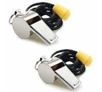 JOOTUEPO 2 Pièces Sifflets de Sport en Acier Inoxydable avec Cordon, Sifflets Sonores Forts Parfaits, Metal Sifflet à Roulette, Sifflet D'extérieu, pour Les Entraîneurs, Les Arbitres et Les Officiels