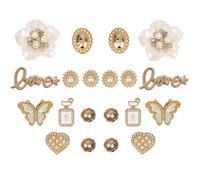 JOOTUEPO 20 PCS Charmes de Chaussure, Accessoires de Chaussure en Strass, breloques de chaussures amovibles pour sabots, motif fleur en cristal, amour, papillon, accessoires de chaussures pour filles