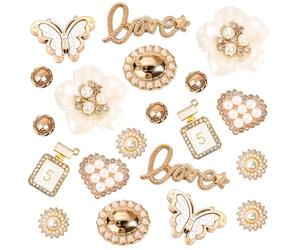 JOOTUEPO 20 PCS Charmes de Chaussure, Accessoires de Chaussure en Strass, breloques de chaussures amovibles pour sabots, motif fleur en cristal, amour, papillon, accessoires de chaussures pour filles