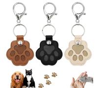 JOOTUEPO 3 PCS Boîte à Souvenirs pour Poils d'animaux de Compagnie,Porte-clés en Fourrure pour Animaux de Compagnie, Porte-clés en Cuir en Forme De Patte De Chat, pour Amoureux des Animaux