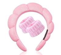 JOOTUEPO 3 Pièces Bandeau Spa pour le Lavage du Visage Set de Poignets Éponge doux Bandeaux en Tissu Éponge pour le Maquillage et Les Soins de la Peau Bandeau Antidérapant pour Femmes