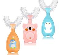 JOOTUEPO 3 Pièces Brosses à Dents En Forme De U Silicone, Brosse à Dents en Forme de U pour Enfants de 2 à 6 ans, pour les Gencives des Bébés Prise Facile(Orange&Bleu&Couleur Rose)