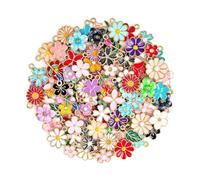 JOOTUEPO 50 Pièces Pendentif, Mixtes breloques en forme de fleur en émail