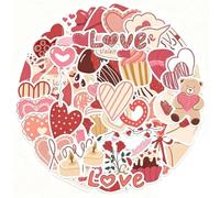 JOOTUEPO 58Pcs Stickers Saint, Valentin Amour Autocollants Cœur Rouge Esthétiques, Gommette Imperméable en Vinyle pour Bouteille D'eau/Téléphone/Scrapbooking Artisanat Bricolage