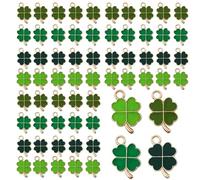 JOOTUEPO 60 Pièces Pendentifs à Quatre Feuilles en Métal Porte-bonheur Pendentifs Porte-bonheur à Quatre Feuilles Accessoires de Bricolage pour DIY Collier Boucle D'oreille