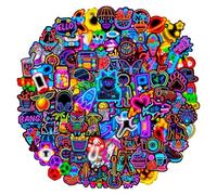JOOTUEPO Autocollant 100 Pièces Stickers Neon Cool, Autocollant Vinyle Impermeable, Stickers Pour Les Ordinateur Portable Album Pc Ordinateur Guitare Téléphone Portable etc