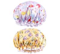 JOOTUEPO Bonnet De Douche, 2 Pieces Bonnet de Douche Etanche Double Couche, Bonnets de Bain Réutilisables avec Des Bandes Élastiques Pour Femmes Filles Douche SPA Salon