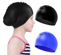 JOOTUEPO Bonnets de Bain Élastique, 2 Pièces Bonnet de Natation en Silicone, Bonnet de Bain Piscine, Enfants Adulte Bonnet de Bain, Confortable Bonnet de Piscine Souple pour Enfant Femme Homme