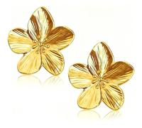JOOTUEPO Boucles D'oreilles Fleur d'or pour Les Femmes, Grandes Boucles D'oreilles Déclaration D'or Pendentif Fleur de Bohème Pétale, Bijoux Élégants pour Femmes
