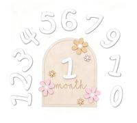 JOOTUEPO Cartes Étapes Bébé en Bois, Jalons Mensuels en Bois pour Bébé pour Nourrissons de 0 à 12 Mois Enregistrement de Croissance, Idéal Cadeau de Naissance et Cadeau Future Maman