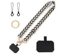 JOOTUEPO Cordon Telephone Portable, 1 Pcs Bandeau de Cou Réglable, Feuilles et Perles Cordon Téléphone Portable, pour Accrocher des écouteurs sans Fil, des clés, Plupart des Smartphones