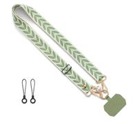 JOOTUEPO Cordon Universel Vert pour Téléphone Portable, Lanière de Téléphone pour Housse Réglable, Feuilles et Perles Cordon Téléphones Portable, Compatibles avec Plupart des Smartphones