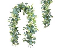 JOOTUEPO Eucalyptus Artificiel Guirlande Fleurs, 1.8 m Guirlandes Artificielles D'Eucalyptus, Vignes Feuilles d'eucalyptus Vignes Eucalyptus, pour Mariage Jardin Suspendu décoration Murale