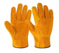JOOTUEPO Gants De Travail en Cuir pour Hommes ou Femmes, Gants de Travail en Cuir de Vache Durables Résistant aux épines pour Jardinage, Soudage, Construction, Tronçonneuse, Ferme, Ranch, L
