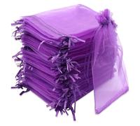 JOOTUEPO Lot de 100 La Couleur Violette Sachets en Organza,7 X 9 Cm,Petits Sacs Cadeaux avec Cordon De Serrage,pour Bonbons,Sachets De Mariage,Bijoux