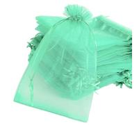 JOOTUEPO Lot de 100 Sachet Organza 7x9cm, Sac cadeau, Sac à bijoux, Sac de mariage, Sac de lavande, faveur de mariage, Pochette Cadeau Noel Pochon, Satin (vert fruit)