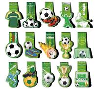 JOOTUEPO Lot de 15 marque-pages magnétiques, marque-page magnétique, style football pour enfants, enseignants, étudiants, amateurs de livres, fans de football, cadeau de football pour enfants
