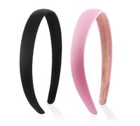 JOOTUEPO Lot de 2 bandeaux antidérapants en satin pour femme, serre-tête en plastique recouvert de satin, pour femmes et filles, pour un usage quotidien, le travail, les fêtes, le style