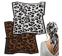 JOOTUEPO Lot de 2 foulards carrés en mousseline de soie pour femme Foulard Cheveux Femme, Léopard Foulard Satin Elégant Bandana Cheveux pour la plage, les vacances