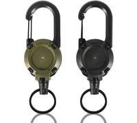 JOOTUEPO Lot de 2 Porte-clés Rétractables Robustes avec Cordon en Acier Rétractable de 60 cm, Porte Badge Enrouleur, Porte-clés Extensible Pour Porte Badge de Carte D'Identité, Bureau, école, Clés