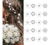 JOOTUEPO Lot de 20 mini pinces à cheveux en forme de fleurs blanches avec strass, Accessoire de décoratif, Pinces à cheveux décoratives pour mariage Accessoire de cheveux mignon pour filles et femmes