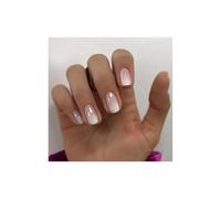JOOTUEPO Lot de 24 faux ongles carrés carrés courts en acrylique français, rose nude, couverture complète, réutilisables, Ensembles de Manucure pour Femme Fille Nail Art