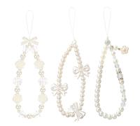 JOOTUEPO Lot de 3 Dragonne de Téléphone en Perles, Phone Charm Strap, Chaine Telephone Portable, Chaine De Telephone Perles, Dragonne de Téléphone Portable Perlée pour Femmes Filles