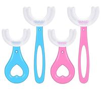 JOOTUEPO Lot de 4 brosses à dents pour bébé en forme de U à 360 degrés en silicone souple pour soins bucco-dentaires (2 à 12 ans)