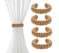 JOOTUEPO Lot de 4 embrasses de Rideaux tressées de Style bohème élégant et Rustique, Crochets de Rideaux tressés compacts, Accessoires décoratifs Faits à la Main pour Maison/Chambre à Coucher