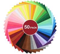 JOOTUEPO Lot de 50 tissus pour bricolage, couture et patchwork, feuilles de tissu en feutre coloré, feuilles de feutre polyester de couleur assortie, tissu doux et épais pour le bricolage et la