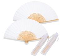 JOOTUEPO Portables Éventails Pliants, 2 Pièces Ventilateurs Pliables Style Japonais Éventails à Main Pliants Bambou pour Decoration Fête Mariage Cadeau