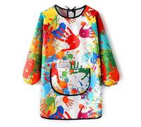 JOOTUEPO Tablier Peinture Enfant, Imperméable Blouse Peinture Enfant Ensemble 3-8 ans, Blouse Imperméable Réutilisable Manche Longue, pour Peinture/Cuisine/Filles et Garçons