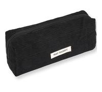 JOOTUEPO Trousse à crayons en velours côtelé, élégante et simple avec fermeture éclair pratique, trousse de maquillage, trousse de papeterie, pour adolescents, garçons, filles, école, collège (noir