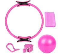 JOOVCC Pilates Circle Essentials Kit de yoga 5 pièces pour femme, Pilates à la maison, avec balle de pilates, anneau de yoga Magic Circle et bandes de résistance pour femme, ensemble de bagues de