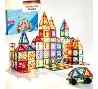 JOOZLEWELT Lot de 100 blocs de construction magnétiques à facettes - Emballage respectueux de l'environnement - Jouet magnétique avec 1 voiture - Jouet éducatif pour enfants à partir de 3 ans