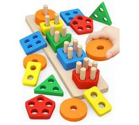 Joozmui Jouets Puzzle en Bois Montessori 1 2 3 Ans, Jouets d'Activité et de Développement en Bois Montessori pour Enfants 1 an (A)