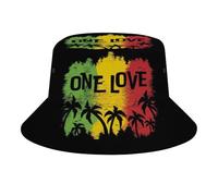 JopaJre 1 bob Love Music Reggae Rasta pour femme et homme Chapeau de soleil Chapeau de pêcheur pliable Casquettes de plage Voyage en plein air, 1 Rasta Love Music Reggae, Taille unique