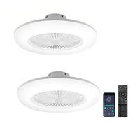 Joparri 2 ventilateurs de plafond avec lumière et télécommande, 80 W Smart LED Dimmable Ventilateurs de Plafond 3 Light Color Change et 6 Vitesses Ventilateur pour Chambre à Coucher Salon