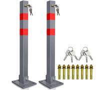 Joparri 2 x Barrière de parking rabattable Poteau de stationnement pliable pour parking avec 3 clés en acier robuste