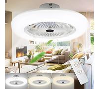 Joparri 2 x Ventilateur De Plafond LED Avec Lumière et Télécommande, 80W plafonnier LED 3 Vitesses de Vent, Température de Couleur Réglables, Timing, Pour Salon Chambre Salle à Manger