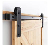 Joparri 366 cm Kit de ferrures de porte coulissante, rail de suspension en acier au carbone avec roulettes et rail pour porte coulissante, rail de suspension pour porte en bois simple, rectangle